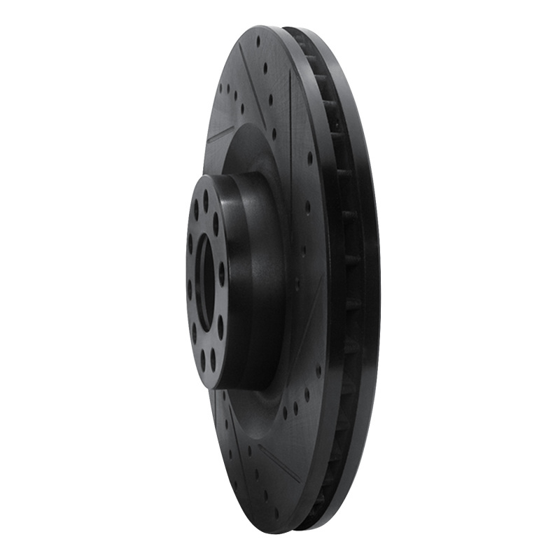Audi S8 Brake Rotor (1) - Front Right - R1 Concepts - Drilled & Slotted - Black - `01-`03